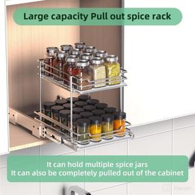 img 3 attached to 🌶️ G-TING 2-Tier Slide Out Spice Rack Organizer for Cabinet - Convenient Kitchen Storage Solution for Spices, Sauces, Bottles, and Cans