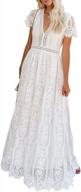 boho floral lace maxi dress: perfect for evening events, cocktail parties, and weddings - blencot women's casual v-neck long dress logo