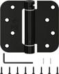 hosom self closing door hinge, spring hinge, 4 inch, adjustable tension for garage, front door, back door, ul listed, for left and right hand door, 5/8'' radius corners, matte black, 1 pack logo