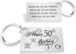 50th birthday gifts for women men, 50 year old birthday gifts for him her, happy 50th birthday keychain logo