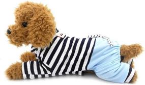 img 4 attached to 🐶 Ranphy Small Dog Outfits: Stripe Cotton Jumpsuit Puppy Pajamas with Pants, Cat Apparel Pyjamas PJS Shirt for Yorkie Chihuahua Boys Pet Clothes (Size Runs 1-2 Sizes Smaller Than US Size)