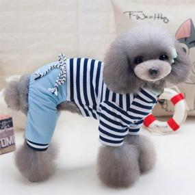 img 1 attached to 🐶 Ranphy Small Dog Outfits: Stripe Cotton Jumpsuit Puppy Pajamas with Pants, Cat Apparel Pyjamas PJS Shirt for Yorkie Chihuahua Boys Pet Clothes (Size Runs 1-2 Sizes Smaller Than US Size)