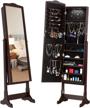 organize your jewelry with langria's lockable free standing cabinet with 10 leds and full-length mirror logo
