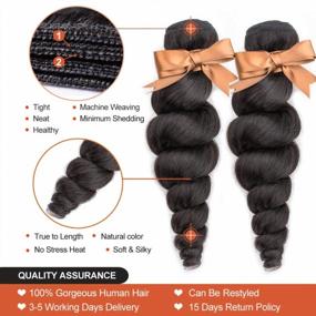 img 1 attached to 100% Unprocessed Brazilian Loose Wave Human Hair Bundles With Free Part Lace Closure (22 24 26+18) - Long Loose Deep Curly Hair For Seamless Styling