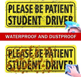 img 2 attached to 🚗 JUSTTOP 3pcs Student Driver Sticker for Car - Reflective Rookie Driver Bumper Sticker, Safety Warning for New Drivers, Please Be Patient Stickers - Teenage Driving Gifts (Black)