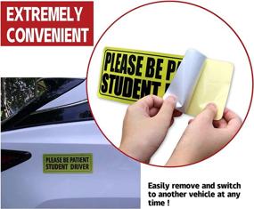 img 1 attached to 🚗 JUSTTOP 3pcs Student Driver Sticker for Car - Reflective Rookie Driver Bumper Sticker, Safety Warning for New Drivers, Please Be Patient Stickers - Teenage Driving Gifts (Black)