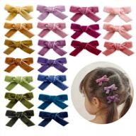 cherssy's 20-piece mini bow barrettes: velvet baby hair clips with fully lined alligator clips for fine infant and toddler hair logo