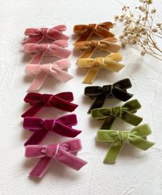 img 1 attached to Cherssy'S 20-Piece Mini Bow Barrettes: Velvet Baby Hair Clips With Fully Lined Alligator Clips For Fine Infant And Toddler Hair