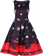get ready for christmas with oqc women's santa claus fit and flare dress with belt logo
