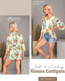 img 2 attached to Stylish Open Front Kimono Cardigans With 3/4 Bell Sleeves - Perfect Cover Up Blouse Tops For Women By ZXZY