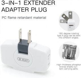 img 3 attached to SYCON Swivel Wall Outlet Extender - 3 In 1 AC Adapter With Foldable Extension Plug, Mini Indoor Power Outlet Extender For 2-Prong Devices