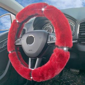 img 2 attached to RANXIZY Fluffy Steering Wheel Cover With Bling Bling Rhinestone For Winter Warm