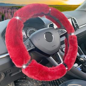 img 4 attached to RANXIZY Fluffy Steering Wheel Cover With Bling Bling Rhinestone For Winter Warm