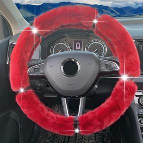 img 3 attached to RANXIZY Fluffy Steering Wheel Cover With Bling Bling Rhinestone For Winter Warm