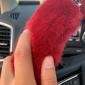 img 1 attached to RANXIZY Fluffy Steering Wheel Cover With Bling Bling Rhinestone For Winter Warm