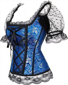 img 3 attached to Elegant Overbust Renaissance Corset With Lace And Ruched Sleeves For Women'S Princess Look
