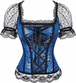 img 4 attached to Elegant Overbust Renaissance Corset With Lace And Ruched Sleeves For Women'S Princess Look