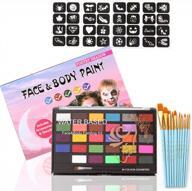 professional face and body painting kit for kids and adults - 30 water-based colors palette, 32 stencils, 10 brushes - ideal for halloween and other events logo