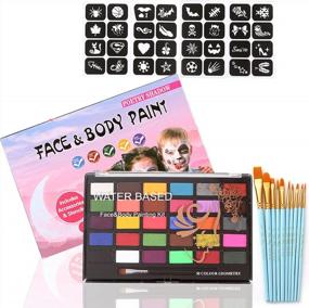 img 4 attached to Professional Face And Body Painting Kit For Kids And Adults - 30 Water-Based Colors Palette, 32 Stencils, 10 Brushes - Ideal For Halloween And Other Events