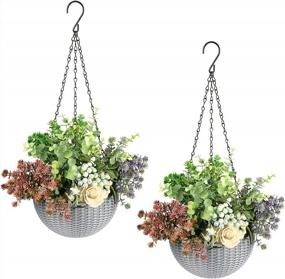 img 4 attached to Self-Watering Hanging Planters Set: Ideal For Orchids, Flowers, And Herbs - Perfect Patio, Home, Office, Garden, Porch, Balcony, Wall, Indoor Or Outdoor Decoration