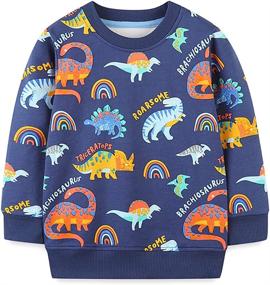 img 4 attached to 🦖 Dinosaur Sweatshirt Toddler T-shirt Boys' Clothing - Fashion Hoodies & Sweatshirts