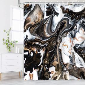 img 4 attached to Abstract Marble Shower Curtain Set With 12 Hooks - Black And White, Gray Gold Waterproof Fabric Bathroom Decor 72"X72