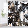 abstract marble shower curtain set with 12 hooks - black and white, gray gold waterproof fabric bathroom decor 72"x72 logo