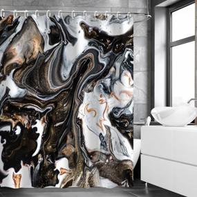 img 3 attached to Abstract Marble Shower Curtain Set With 12 Hooks - Black And White, Gray Gold Waterproof Fabric Bathroom Decor 72"X72