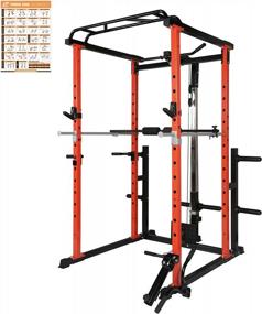 img 4 attached to RitFit Power Cage With LAT PullDown & Weight Storage + Optional Weight Bench | 1000LB Capacity | Home & Garage Gym Squat Rack | 13 Attachments For Full Body Workout | ASTM-Certified