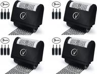 secure confidential id blackout roller stamps wide kit with 3-pack refills- anti-theft, privacy and identity protection- 4 pack in black логотип