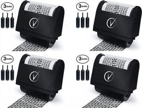 img 4 attached to Secure Confidential ID Blackout Roller Stamps Wide Kit With 3-Pack Refills- Anti-Theft, Privacy And Identity Protection- 4 Pack In Black