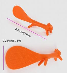 img 3 attached to NUOMI Rice Paddle Spoons Scooper Plastic Non-Stick Squirrel Shaped Spoon Set Of 3, White/Orange/Grey