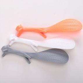 img 1 attached to NUOMI Rice Paddle Spoons Scooper Plastic Non-Stick Squirrel Shaped Spoon Set Of 3, White/Orange/Grey