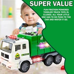 img 2 attached to Friction Powered Bump N Go Garbage Truck Toy With Lights And Sounds - Perfect Waste Recycling Management Toy For Boys And Toddlers