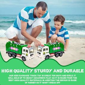 img 1 attached to Friction Powered Bump N Go Garbage Truck Toy With Lights And Sounds - Perfect Waste Recycling Management Toy For Boys And Toddlers
