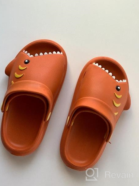 img 1 attached to Kids' Lightweight Open Toe Garden Clogs Boys Girls Beach Pool Slides Sandals - Cute Cartoon Shark Shower Slipper for Little Babies, Toddlers Non-Slip Summer Slippers Water Shoes review by Eric Owens