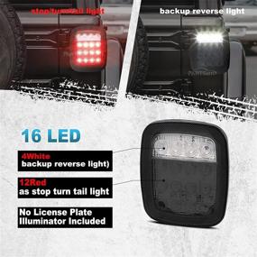 img 2 attached to Partsam 2x LED Tail Lights 16LED Brake Turn Reverse Tail Light Combo 12-5050 Red 4-5050 White, Smoke Lens, Fits Wrangler YJ TJ CJ, Pickup Truck, Trailer, RV