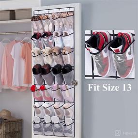 img 3 attached to 👠 AOODA 28 Large Mesh Pockets Over The Door Shoe Rack, Hanging Shoe Organizer Holder for Closet, White