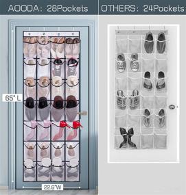 img 2 attached to 👠 AOODA 28 Large Mesh Pockets Over The Door Shoe Rack, Hanging Shoe Organizer Holder for Closet, White