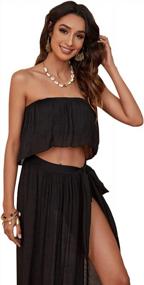 img 1 attached to Stylish Women'S Beachwear: Bandeau Top And Cover Up Skirt Set By Floerns Swimwear