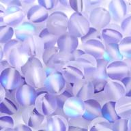 100pcs 8mm matte crystal glass beads with hole for jewelry making crafts diy - houlife mermaid round aurora purple-1 logo