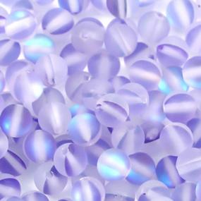 img 4 attached to 100Pcs 8Mm Matte Crystal Glass Beads With Hole For Jewelry Making Crafts DIY - Houlife Mermaid Round Aurora Purple-1