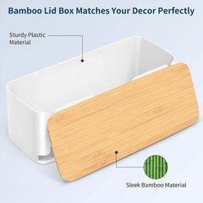 img 3 attached to 2-Pack White Cable Management Box With Bamboo Lid - Hide Power Strip & Wires, Home Office Cord Wire Organizer Hider Box.