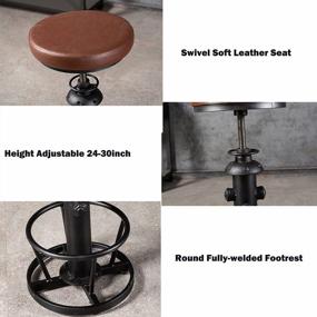 img 3 attached to Adjustable Counter Height Farmhouse Bar Stool With Swivel PU Seat, Guest Chair For Kitchen Island Or Dining, Rustic Fire Hydrant Design - Available In 24-30 Inches
