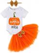 adorable turkey santa striped tutu dress with headband set for baby girls: perfect for thanksgiving and christmas celebrations logo