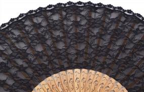 img 1 attached to Stylish And Sustainable: Meifan'S Black Handmade Cotton Lace Folding Hand Fan For Women
