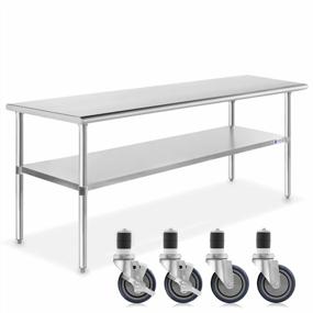 img 4 attached to GRIDMANN NSF Stainless Steel Work & Prep Table 72 X 30 Inches With Caster Wheels And Under Shelf For Restaurant, Home, Hotel