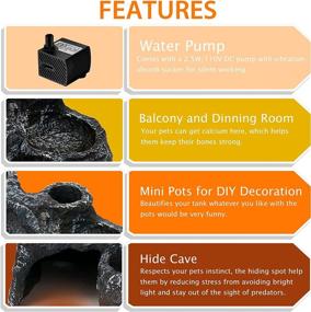 img 1 attached to 🐢 Fischuel Lifelike Aquarium Ornament with 10x10x5-inch Turtle Hide Cave - Reptile Resin Volcano Hideout for Turtle Tank and Aquarium; Perfect Landscaping Decoration for Turtle, Newt, Frog; Includes Pump