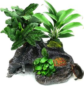 img 4 attached to 🐢 Fischuel Lifelike Aquarium Ornament with 10x10x5-inch Turtle Hide Cave - Reptile Resin Volcano Hideout for Turtle Tank and Aquarium; Perfect Landscaping Decoration for Turtle, Newt, Frog; Includes Pump