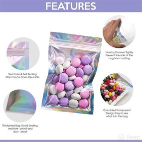 img 2 attached to 🌈 Spacious Seal 100: Holographic Ziplock Bags - 4x6 Inches, Smell Proof & Colorful Packaging Solution